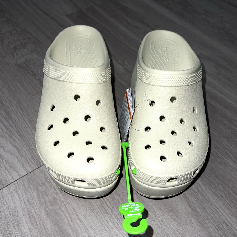 Beige Platform Croc Clogs